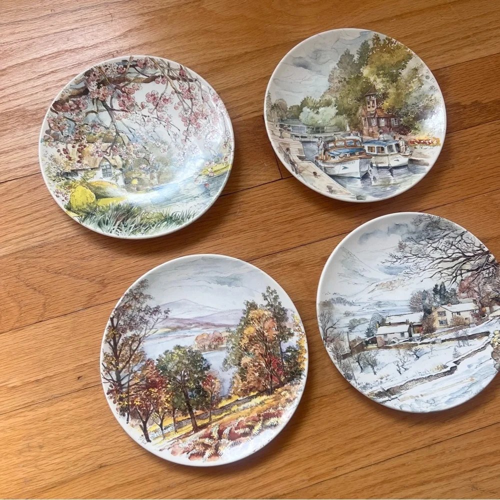 Poole Scenic small Plates - 4 seasons Set of 4 vintage